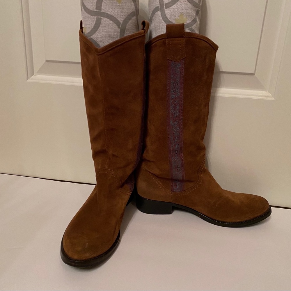 MARTA ITALY SHOES BOOTS HEELS BROWN SUEDE LEATHER Size 38 7.5